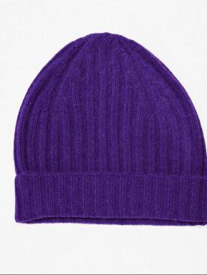 Cappello unisex in maglia di puro cashmere viola