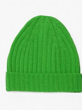 Cappello unisex di puro cashmere verde acido